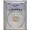 Image 1 : 1849 G$1 No L MS63 PCGS. Solidly struck with attractiv 