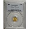 Image 3 : 1849 G$1 Closed Wreath MS65 PCGS. Large Head, With L. 