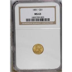 1851 G$1 MS63 NGC. Select and frosty, this well struck 