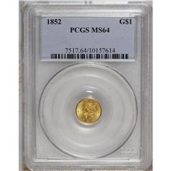 1852 G$1 MS64 PCGS. A lovely near-Gem example that has 
