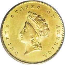 1854 G$1 Type Two MS63 PCGS. The Type Two gold dollar 