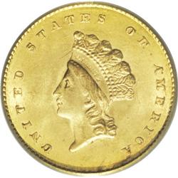 1855 G$1 MS64 PCGS. The 1855 dollar, with a mintage of 