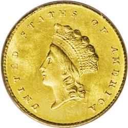 1855 G$1 Type Two MS64 PCGS. This beautiful near-Gem i 