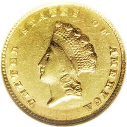 1855-C G$1 AU58 NGC. Variety 9-K. Although only one va 