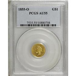 1855-O G$1 AU55 PCGS. Partly reflective and wholly ori 