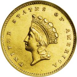 1856-S G$1 Type Two MS61 NGC. The moderately prooflike 