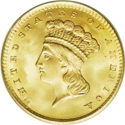 1856 G$1 Slanted 5 MS68 PCGS. A nearly immaculate must 