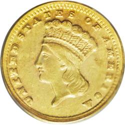 1859-C G$1 MS61 PCGS. Variety 11-M. The 1859-C is a ch 