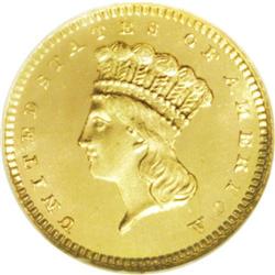 1880 G$1 MS67 S Prooflike NGC. Glowing gold devices d 