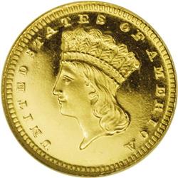 1866 G$1 PR67 S Ultra Cameo NGC. Unlike dates from th 