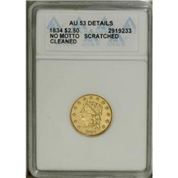 1834 $2 1/2 Classic--Scratched, Cleaned--ANACS. AU53 D 
