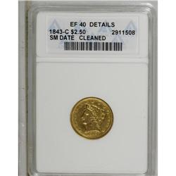 1843-C $2 1/2 Small Date, Crosslet 4--Cleaned--ANACS. 