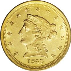 1843-O $2 1/2 Small Date, Crosslet 4 MS62 PCGS. Despit 