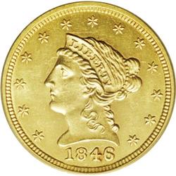 1846 $2 1/2 MS61 PCGS. This is an extraordinarily rare 