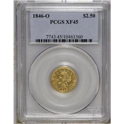 1846-O $2 1/2 XF45 PCGS. Variety Three. Softly struck 