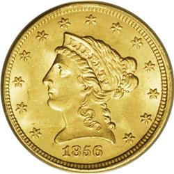 1856 $2 1/2 MS64 PCGS. A sharp strike and fully brilli 