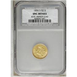 1856-S $2 1/2 --Bent, Improperly Cleaned--NCS. UNC Deta 