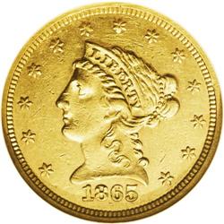 1865 $2 1/2 AU55 NGC. Like so many gold pieces from th 