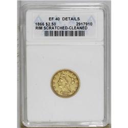 1866 $2 1/2 --Rim Scratched, Cleaned--ANACS. XF40 Detai 