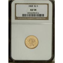 1868 $2 1/2 AU58 NGC. A needle-sharp near-Mint Quarter 