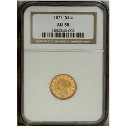 1877 $2 1/2 AU58 NGC. A lovely orange-gold example tha 