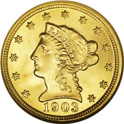 1903 $2 1/2 MS67 NGC. Combined population reports show 
