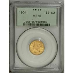 1904 $2 1/2 MS65 PCGS. A pinpoint-sharp and fully lust 
