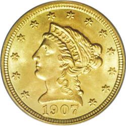 1907 $2 1/2 MS65 PCGS. A lustrous and sharply struck G 
