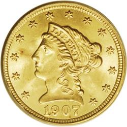 1907 $2 1/2 MS65 PCGS. A lustrous Gem from the final y 