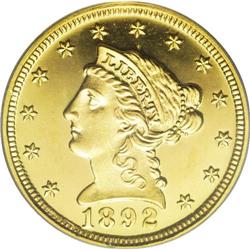 1892 $2 1/2 PR65 Deep Cameo PCGS. Impressive contrast 