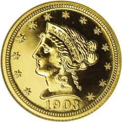 1903 $2 1/2 PR64 NGC. This intricately struck near-Gem 