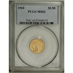 1910 $2 1/2 MS63 PCGS. A boldly struck example that ha 