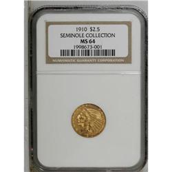 1910 $2 1/2 MS64 NGC. This piece is satiny and has wel 