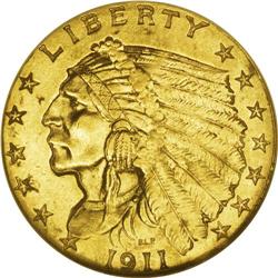 1911-D $2 1/2 MS61 NGC. This key date Indian quarter e 