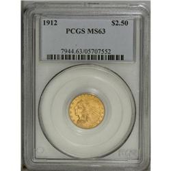 1912 $2 1/2 MS63 PCGS. This luminous yellow-gold type 