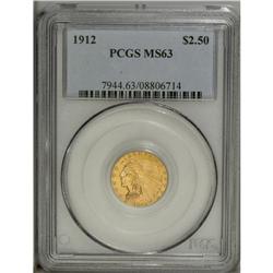 1912 $2 1/2 MS63 PCGS. This amber-gold quarter eagle i 