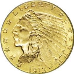 1913 $2 1/2 MS65 PCGS. A superlative example of this c 