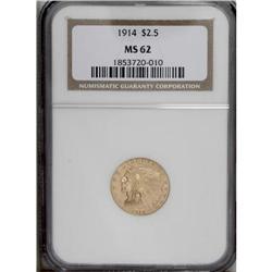 1914 $2 1/2 MS62 NGC. A hint of lavender is noted in t 