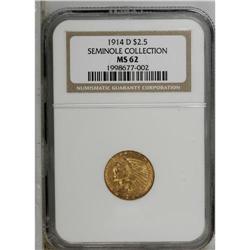 1914-D $2 1/2 MS62 NGC. Ex: Seminole Collection. The l 