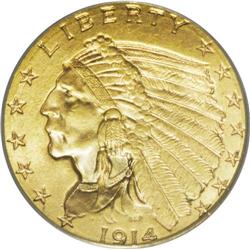 1914-D $2 1/2 MS64 PCGS. A splendid example of this al 