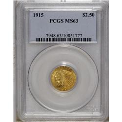 1915 $2 1/2 MS63 PCGS. The satiny orange-gold surfaces 