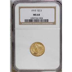 1915 $2 1/2 MS64 NGC. A distinctly orange-hued quarter 