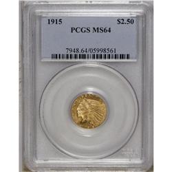 1915 $2 1/2 MS64 PCGS. A lustrous yellow-gold piece th 