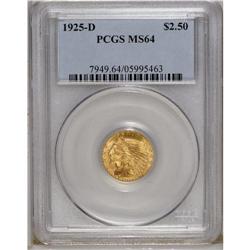 1925-D $2 1/2 MS64 PCGS. Choice and sharply struck wit 
