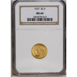 1927 $2 1/2 MS64 NGC. Choice and lustrous with a hint 