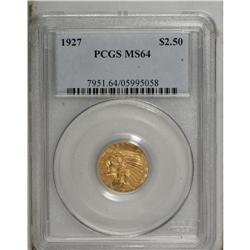1927 $2 1/2 MS64 PCGS. A barely noticeable mark in fro 