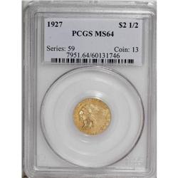 1927 $2 1/2 MS64 PCGS. The yellow-orange surfaces have 