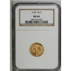 1928 $2 1/2 MS64 NGC. The wheat-gold surfaces have pre 