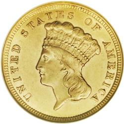 1854 $3 MS61 NGC. This issue is not rare in Mint State 