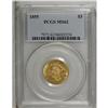 Image 3 : 1855 $3 MS62 PCGS. The second year 1855 is among the m 